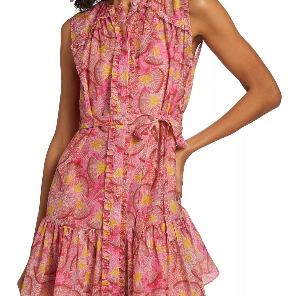NWT SALONI Pink and Yellow Floral Mini Dress Size 8